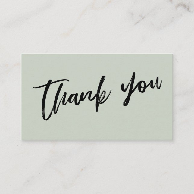 Modern Casual Handwriting Wedding Thank You Sage Enclosure Card (Front)