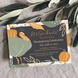 Modern Casual Let's Give Thanks Dinner Invitation