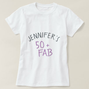 Modern Casual Purple Black 50 Fabulous Birthday T-Shirt