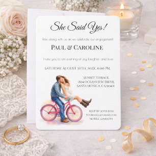 Modern Casual Romantic Couple Engagement Invitation