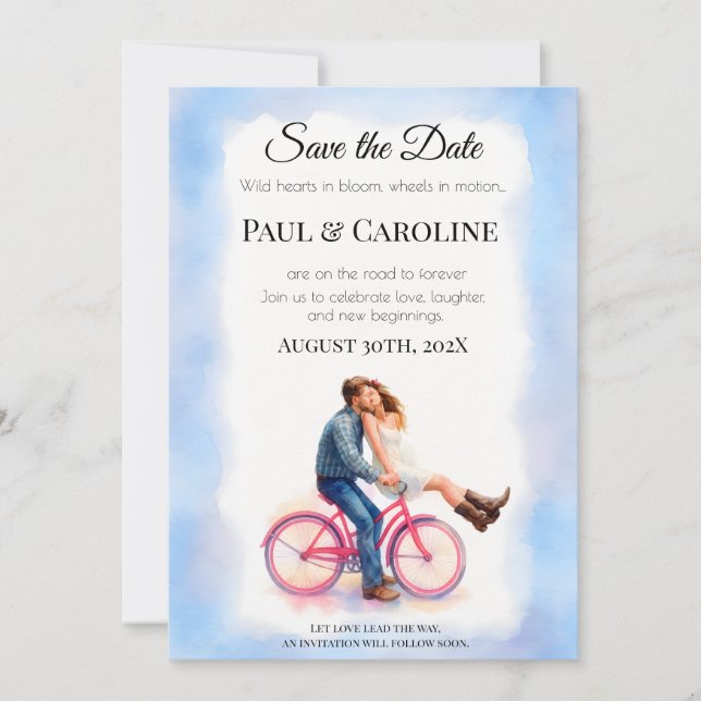 Modern Casual Romantic Couple Engagement Party Save The Date (Front)
