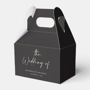 Modern casual script black typography wedding  favour box