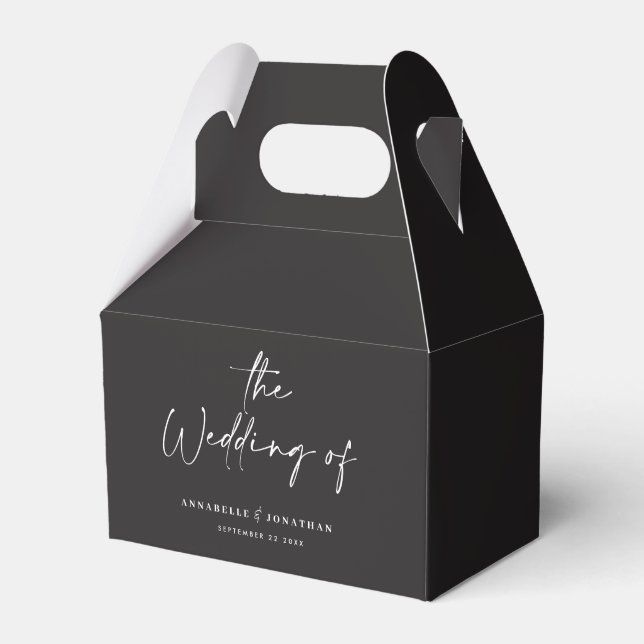 Modern casual script black typography wedding  favour box (Front Side)