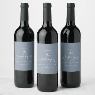 Modern casual script black typography wedding wine label