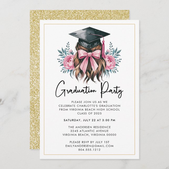 Modern Casual Script Graduation Party Invitation (Front/Back)