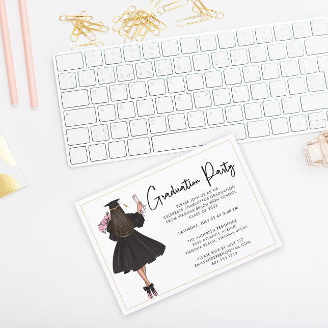Modern Casual Script Graduation Party Invitation (Creator Uploaded)