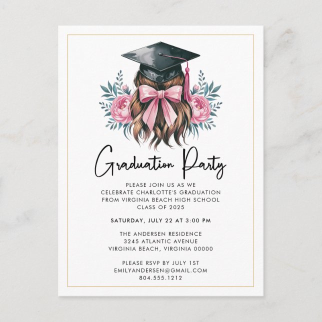 Modern Casual Script Graduation Party Invitation Postcard (Front)