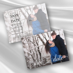 Modern Casual Script Photo Wedding Save the Date   Announcement Postcard