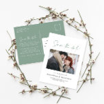Modern casual script sage green typography wedding announcement postcard<br><div class="desc">Modern stylish script elegant typography wedding save the date photo postcard. Modern minimal stylish design. Sage green colour can be customised.</div>