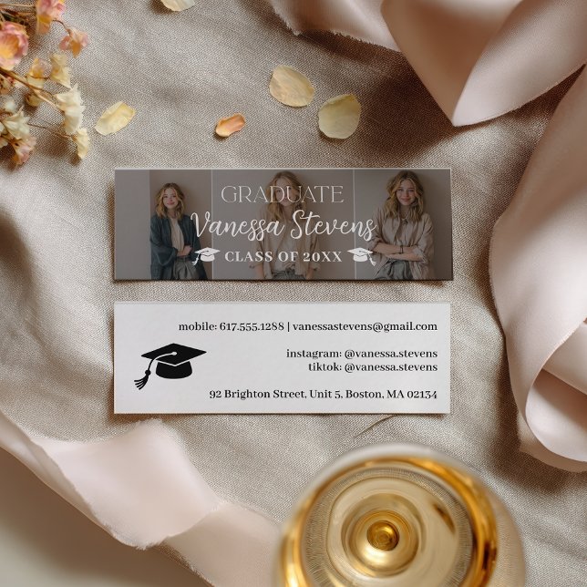 Modern Casual  Simple3 photos name card graduation (Modern Casual Simple3 photos name card graduation)