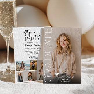 Modern Casual  Simple Trendy 6 photos graduation Announcement