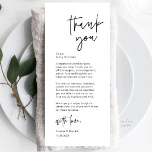 Modern Casual Wedding Place Setting Thank You Card