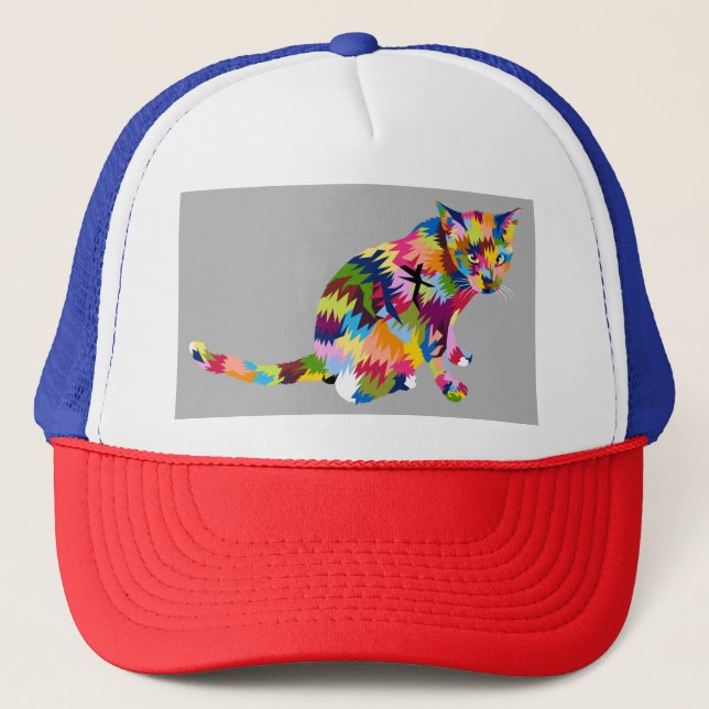  Modern cat art Trucker Hat (Front)