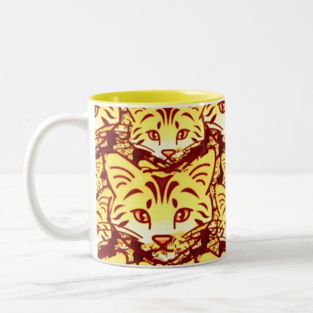 Modern cat art Two-Tone coffee mug (Left)