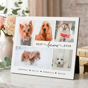Modern Cat & Dog Mum Gift Best Fur Mum Ever Photo Plaque