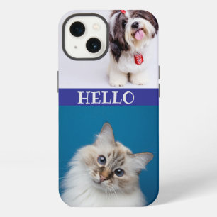 Modern Cat & Dog  purple chic monogrammed Back iPhone 13 Case