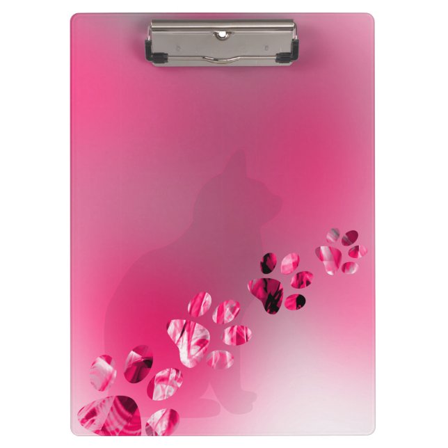 Modern Cat Kitty Paw Prints Clipboard (Front)