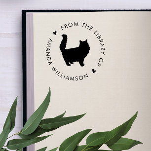Modern Cat Lover Custom Library Book Self-inking Stamp