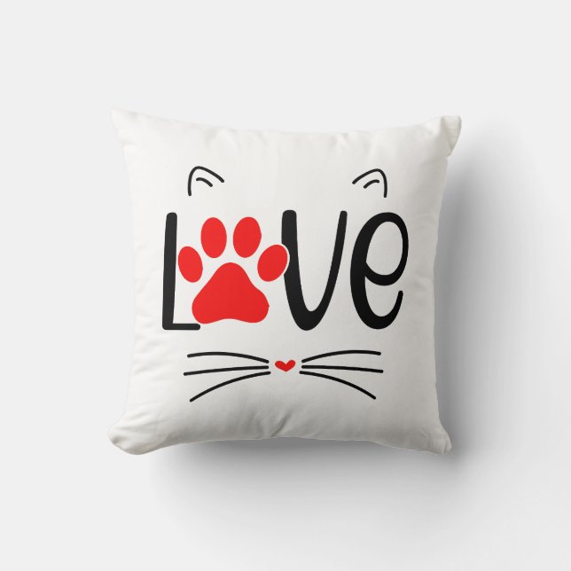 Modern Cat Lover Paw  Cushion (Front)