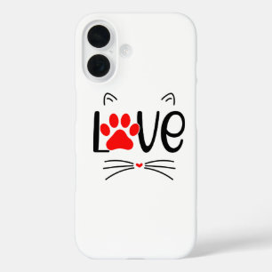 Modern Cat Lover Paw Print iPhone 16 Case