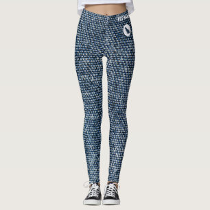 Modern Cat Lover Pet Mum Custom Denim Blue Jeans Leggings