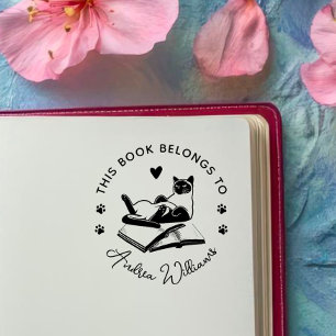 Modern Cat Lovers Custom Book Self-inking Stamp