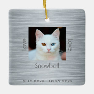 Modern Cat Memorial Photo Love Christmas Ceramic Ornament