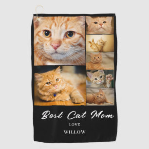 Modern Cat Mum 7 Photo Collage Golf Towel