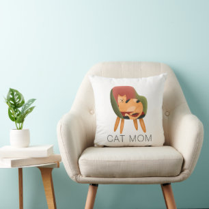 Modern Cat Mum Watercolor Cushion