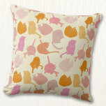 Modern Cat Pattern Pink Orange Cushion<br><div class="desc">Fun modern kitty cat pattern in pink and orange on a cream background. Original art by Nic Squirrell.</div>