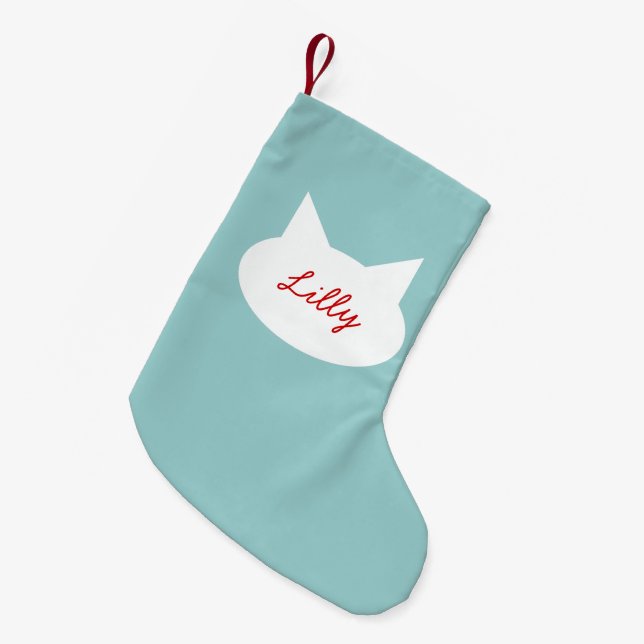Modern Cat Personalised Christmas Pet Stocking (Front (Hanging))