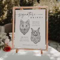 Modern Cat Signature Drinks Wedding Pet Bar Sign