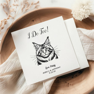 Modern Cat Wedding Cocktail Napkins
