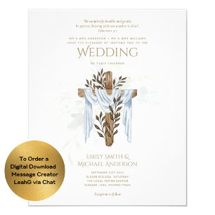 Modern Catholic Wedding Invitations Elegant White Flyer