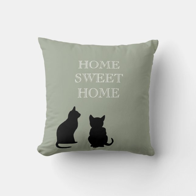 Modern cats illustration green Home Sweet Cushion (Front)
