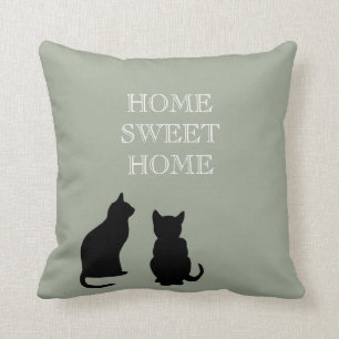 Modern cats illustration green Home Sweet Cushion