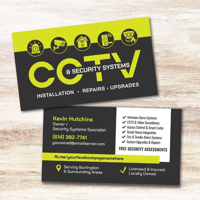 Modern CCTV & Security Systems Specialist Business Card (Creator Uploaded)