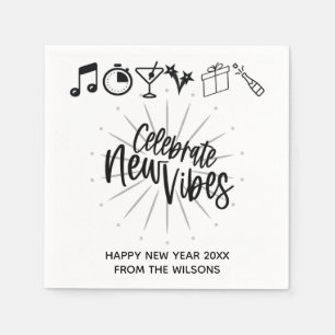 Modern Celebrate New Year Vibes Napkin