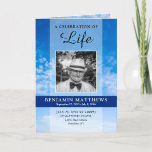 Modern Celebration Life Funeral Blue Sky Program