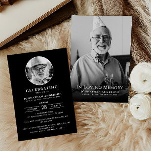 Modern Celebration of Life Funeral Memorial Photo Invitation