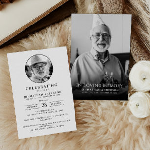 Modern Celebration of Life Funeral Memorial Photo Invitation