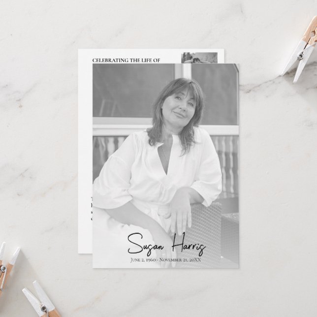 Modern Celebration of Life Funeral Program  (Front/Back In Situ)