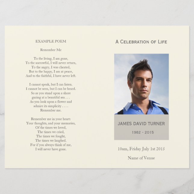 Modern Celebration of Life Funeral Program (Front)