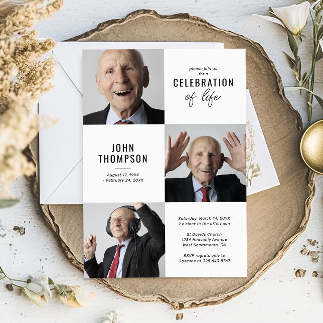Modern Celebration of Life Memorial Funeral Invitation (Creator Uploaded)