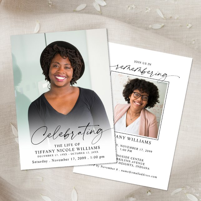 Modern Celebration of Life Memorial Funeral Photo Invitation (Creator Uploaded)