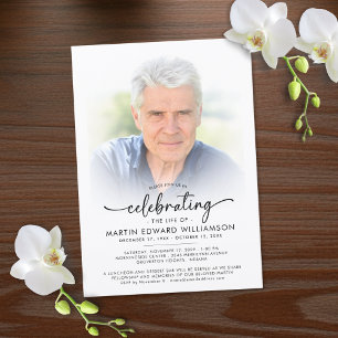 Modern Celebration of Life Memorial Funeral Photo Invitation