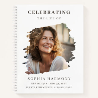 Modern Celebration of Life Memorial Photo Notebook