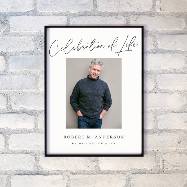 Modern Celebration of Life Memorial Photo Sign (Creator Uploaded)
