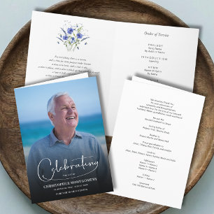 Modern Celebration of Life Photo Funeral Folded Program