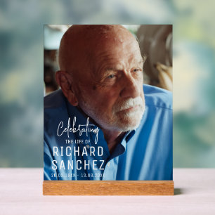 Modern Celebration Of Life Photo Funeral Memorial Acrylic Sign